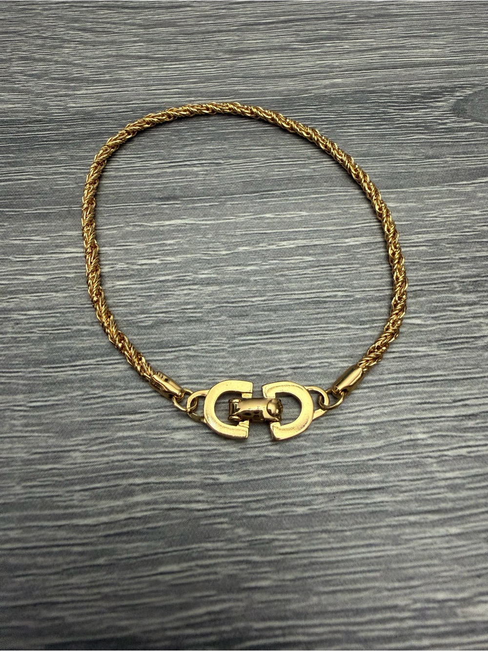 J60 Vintage Dior CD Rope Bracelet 7”